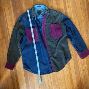 Ralph Lauren Chaps Color Block Corduroy Shirt Size Large